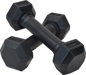 Гантели шестиугольные чугунные KAWMET 2x2,5 кг
