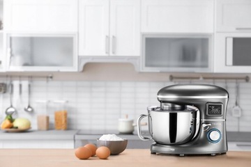 Robot planetarny z podgrzewaną misą Kuchenny Srebrny MISA 6L DUŻA MOC 3000W