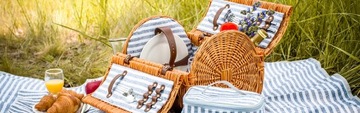 ПЛЕТЕНАЯ КОРЗИНА ДЛЯ ПИКНИКА С ПЛЕТЕНЬЕМ, НА 2 ТЕРМОСУМКИ, ОДЕЯЛО, ИЗОЛЯЦИЯ, СТОЛОВЫЕ ПРИБОРЫ