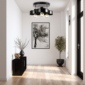 Светодиодная люстра потолочная лампа 3xE27 LOFT Регулируемая черная средняя чашка