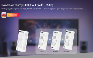 STEROWNIK LED 3w1 RGB RGBW RGB+CCT WiFi SMART HOME Z PAMIĘCIĄ +CZARNY PILOT
