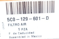 Volkswagen passat фильтр воздуха b8 1.8 tsi 132kw 5c0129601d оригинальный с Разборки, фото thumb