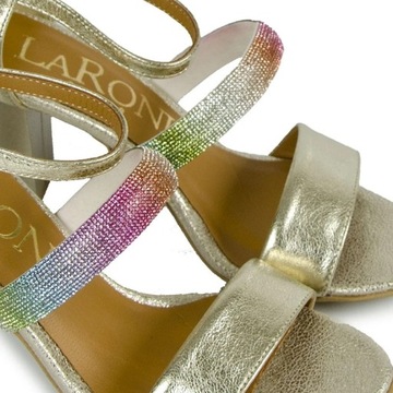 LARONI 3364 БОСОНОЖКИ НА каблуке ЗОЛОТАЯ КОЖА 41