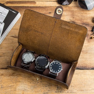 Кожаный чехол для часов с 3 слотами для часов Roll Box Watch