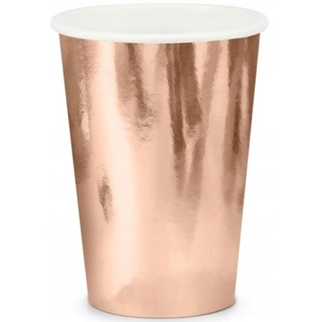 Бумажные стаканчики ROSE GOLD розовое золото металлик для дня рождения, 6 шт.