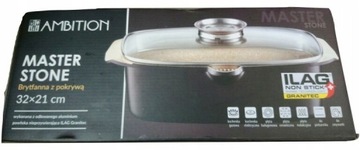 50255 Сковорода Master Stone с крышкой Aroma Knob system 32x21 см AMBITION