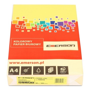 Kolor Emerson Papier Cytrynowy 1 Ryza A4 80 G/M2