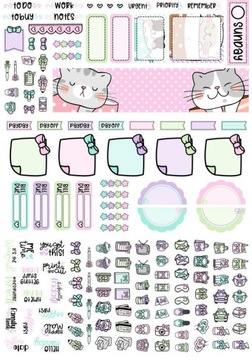 Hobonichi (A5) Ежедневные наклейки 9 листов, Кошки
