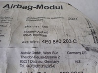 фото thumb №8, Подушка подушка безпеки пасажира audi a8 s8 d3 5.2 fsi 4e0880203c