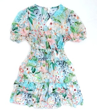 Итальянский BOHO романтический шифон с мятными цветами