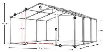 Палатка для хранения 5x6 м, прочная конструкция DAS 560 Вт