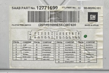 фото thumb №7, Радіо радіопрогравач cd aux 12771699 saab 9-5 9 1 i рестайлінг 05-10