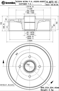 фото thumb №9, Brembo 14.a672.10 барабан гальмівний