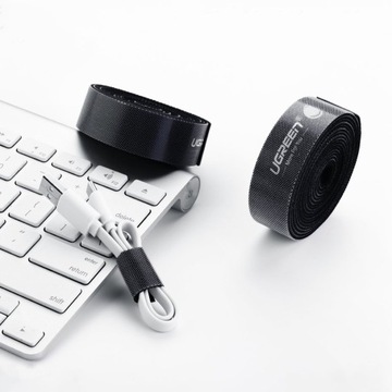 КАБЕЛЬ UGREEN VELCRO 2М + 2 СИЛИКОНОВЫХ ДЕРЖАТЕЛЯ ДЛЯ 4 ПРОВОДОВ