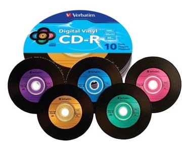 VERBATIM CD-R виниловые диски цветные 700 МБ 10 шт. ИДЕАЛЬНО ДЛЯ АУДИО