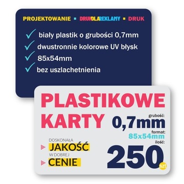 KARTY PLASTIKOWE RABATOWE WIZYTÓWKI 0,7mm - 250szt