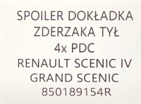 фото thumb №10, Новый org спойлер накладка бампера задняя renault grand scenic iv 4x pdc 2016-