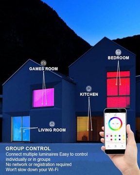 Oprawa oczko sufitowe RGB kolorowe, biały zimny 70-85mm Bluetooth VARICART