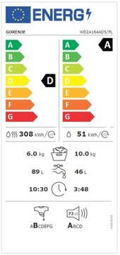 Отдельно стоящая стирально-сушильная машина Gorenje WD2A164ADS/PL — быстрая доставка в течение 24 часов