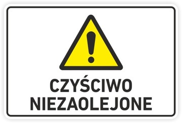 Naklejka nalepka na kosz pojemnik śmieci CZYŚCIWO NIEZAOLEJONE 30 cm