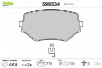 Тормозные колодки тормозные, набор valeo 598534 Цена, фото thumb