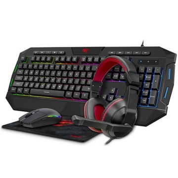 ИГРОВОЙ НАБОР 4 В 1 HAVIT KB501CM, НАУШНИКИ, КЛАВИАТУРА, КОВРИК ДЛЯ МЫШИ