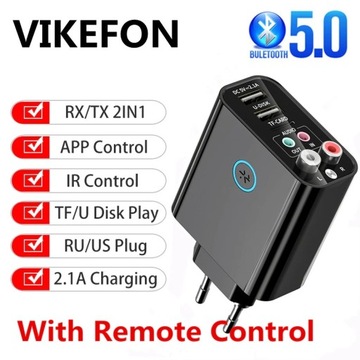АДАПТЕР VIKEFON BLUETOOTH 5.0 AUX+RCA ПУЛЬТ ДИСТАНЦИОННОГО УПРАВЛЕНИЯ