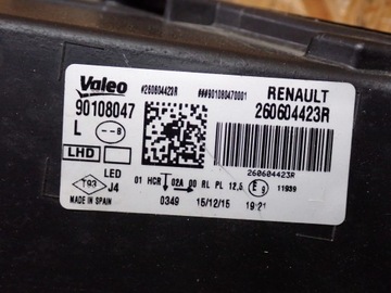 фото thumb №6, Лампа ліва фара лівий повний led renault megane 4 iv 2016- 260604423r