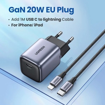UGREEN 20 Вт 30 Вт GaN PD зарядное устройство Быстрое зарядное устройство USB типа C USB C PD3.0 QC3.0