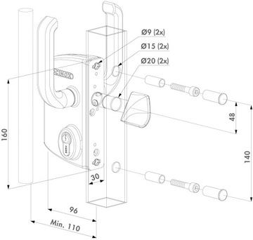 Zamek do bram przesuwnych Srebrny Locinox 40mm