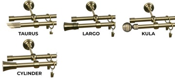 KARNISZ METALOWY PODWÓJNY 16/16 mm 380 cm WZORY