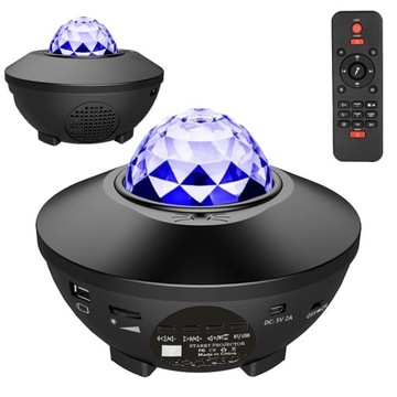 PROJEKTOR GWIAZD NIEBA LAMPKA NOCNA LED USB C RZUTNIK DLA DZIECI RGB +PILOT