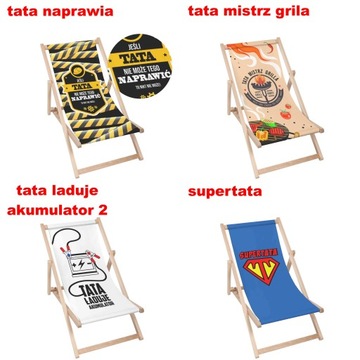 Leżak z Okazji Dnia Taty Prezent Drewniany Ogrodowy Plażowy Klasyczny GIFT