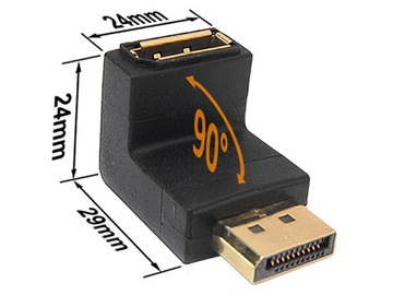 Вилка-розетка адаптера DisplayPort под углом 90 градусов DP v1.2 4K/60 Гц DELOCK
