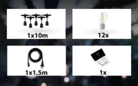 Садовая гирлянда 10M 10X LED лампа E27 + водонепроницаемый кабель