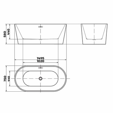 BRAIDER Отдельностоящая ванна CANNEA 150 см. Белый