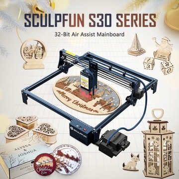 Лазерный гравер SCULPFUN S30 с доской + счетчиком + роликом