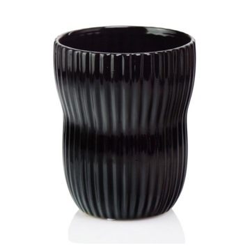 Doniczka czarna ceramiczna ryflowana Ø 13 cm wys. 16 cm storczyków kwiatów