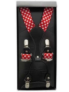 Красные штаны Брекеты в белом горохе SZ164