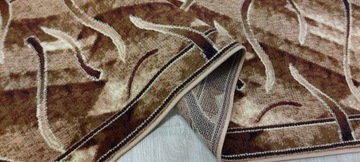CHODNIK DYWANOWY BCF 80cm WSTĘGI BEŻ BRĄZ OBSZYCIE