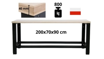 duży stół warsztatowy 200x70 cm z nadstawką + zawieszki POLSKI