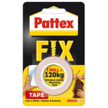 Pattex Fix Двусторонний скотч 1,5мх19мм 120кг х2