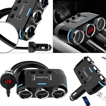 Разветвитель прикуривателя 12 В 24 В QC 2x USB Автомобильное зарядное устройство