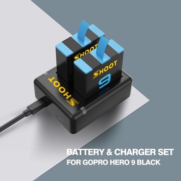 Двойное зарядное устройство для GoPro HERO 9 10 +2 аккумулятора