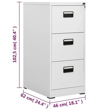 Картотека vidaXL Светло-серый 46x62x102,5 см Сталь