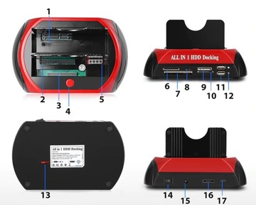 SATA ATA IDE HDD SSD-накопитель док-станция USB SD Картридер MS 480 Мбит/с