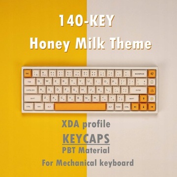 140 колпачков для клавиш из ПБТ, тема «Медовое молоко» XDA