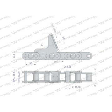 Початкорезная цепь для кукурузной жатки 76 звеньев CA627 x 76A CPEF17