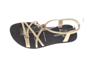PIĘKNE SANDAŁKI z GUMKĄ C203 Beige r.38