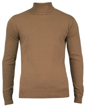 Golf, Beżowy, Sepia, Elegancki, 100% BAWEŁNA, Męski - Brave Soul - L